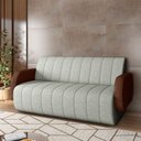 Ver imagem 1 de Sofá Decorativo Living Sala de Estar Bornéu 148cm Pés de Madeira Pu/linho Marrom/cinza G33 - Gran Be