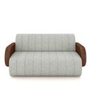 Ver imagem 4 de Sofá Decorativo Living Sala de Estar Bornéu 148cm Pés de Madeira Pu/linho Marrom/cinza G33 - Gran Be