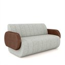Ver imagem 2 de Sofá Decorativo Living Sala de Estar Bornéu 148cm Pés de Madeira Pu/linho Marrom/cinza G33 - Gran Be