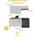 Ver imagem 5 de Armário de Cozinha Modulada Compacta Fidelitá Nara 100% MDF 3 Peças 200cm 8 Portas 2 Gavetas com