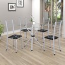 Ver imagem 1 de Conjunto de Mesa Tubular 70x70cm Tampo em Vidro com 4 Cadeiras Dany 