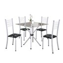 Ver imagem 2 de Conjunto de Mesa Tubular 70x70cm Tampo em Vidro com 4 Cadeiras Dany Branco/Preto Floral/Martelado Perola/Incolor