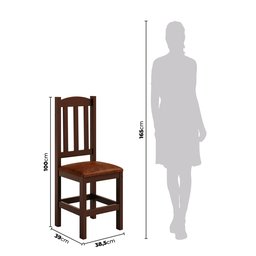 Conjunto Mesa de Madeira Castanho 160x88 + 6 Cadeiras Estofadas Sfa - 4