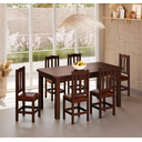 Ver imagem 1 de Conjunto Mesa de Madeira Castanho 160x88 + 6 Cadeiras Estofadas Sfa