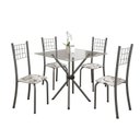 Ver imagem 2 de Conjunto de Mesa Tubular 70x70cm Tampo em Vidro com 4 Cadeiras Dany Cinza/Arabesco/Martelado Prata/Incolor