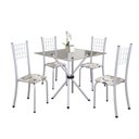 Ver imagem 2 de Conjunto de Mesa Tubular 70x70cm Tampo em Vidro com 4 Cadeiras Dany Branco/Arabesco/Martelado Perola/Incolor
