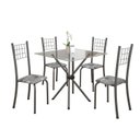 Ver imagem 2 de Conjunto de Mesa Tubular 70x70cm Tampo em Vidro com 4 Cadeiras Dany Cinza/Paraopeba/Martelado Prata/Incolor