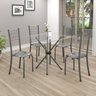 Conjunto de Mesa Tubular 70x70cm Tampo em Vidro com 4 Cadeiras Dany  - 1