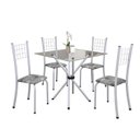 Ver imagem 2 de Conjunto de Mesa Tubular 70x70cm Tampo em Vidro com 4 Cadeiras Dany 