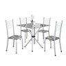 Conjunto de Mesa Tubular 70x70cm Tampo em Vidro com 4 Cadeiras Dany  - 2