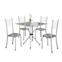 Ver imagem 2 de Conjunto de Mesa Tubular 70x70cm Tampo em Vidro com 4 Cadeiras Dany Branco/Paraopeba/Martelado Perola/Incolor