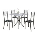 Ver imagem 2 de Conjunto de Mesa Tubular 70x70cm Tampo em Granito com 4 Cadeiras Dany Cinza/Preto Floral/Martelado Prata/Ocre