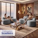 Ver imagem 2 de Conjunto de Sofá 3 e 2 Lugares Veda Xpand Tech Tecido Bouclê Cinza Claro Cama Inbox