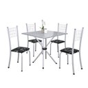 Ver imagem 2 de Conjunto de Mesa Tubular 70x70cm Tampo em Granito com 4 Cadeiras Dany Branco/Preto Floral/Martelado Perola/Ocre