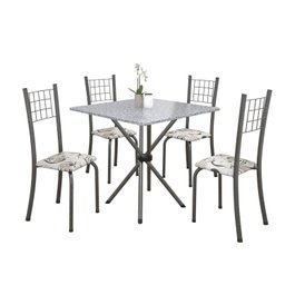Conjunto de Mesa Tubular 70x70cm Tampo em Granito com 4 Cadeiras Dany  - 2
