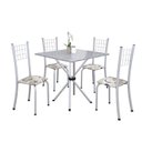 Ver imagem 2 de Conjunto de Mesa Tubular 70x70cm Tampo em Granito com 4 Cadeiras Dany Branco/Arabesco/Martelado Perola/Ocre