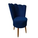 Ver imagem 1 de Cadeira Poltrona Decorativa Pétala Veludo Luxo Premium Pés Retrô Palito Sala e Quarto Azul Marinho