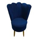 Ver imagem 2 de Cadeira Poltrona Decorativa Pétala Veludo Luxo Premium Pés Retrô Palito Sala e Quarto Azul Marinho
