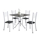 Ver imagem 2 de Conjunto de Mesa Tubular 70x70cm Tampo em Ardósia com 4 Cadeiras Dany Branco/Preto Floral/Martelado Perola/Indiano