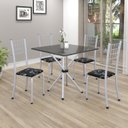 Ver imagem 1 de Conjunto de Mesa Tubular 70x70cm Tampo em Ardósia com 4 Cadeiras Dany