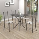 Ver imagem 1 de Conjunto de Mesa Tubular 70x70cm Tampo em Ardósia com 4 Cadeiras Dany Cinza/Arabesco/Martelado Prata/Indiano