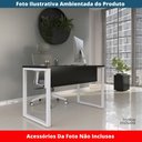 Ver imagem 2 de Mesa Escritório P25 Tub Pandin 134 Cm (larg) Tampo Mdp Preto Pé Aço Tubular Branco