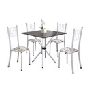 Ver imagem 2 de Conjunto de Mesa Tubular 70x70cm Tampo em Ardósia com 4 Cadeiras Dany Branco/Arabesco/Martelado Perola/Indiano