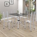 Ver imagem 1 de Conjunto de Mesa Tubular 70x70cm Tampo em Ardósia com 4 Cadeiras Dany