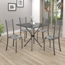 Ver imagem 1 de Conjunto de Mesa Tubular 70x70cm Tampo em Ardósia com 4 Cadeiras Dany Cinza/Paraopeba/Martelado Prata/Indiano