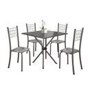 Ver imagem 2 de Conjunto de Mesa Tubular 70x70cm Tampo em Ardósia com 4 Cadeiras Dany Cinza/Paraopeba/Martelado Prata/Indiano
