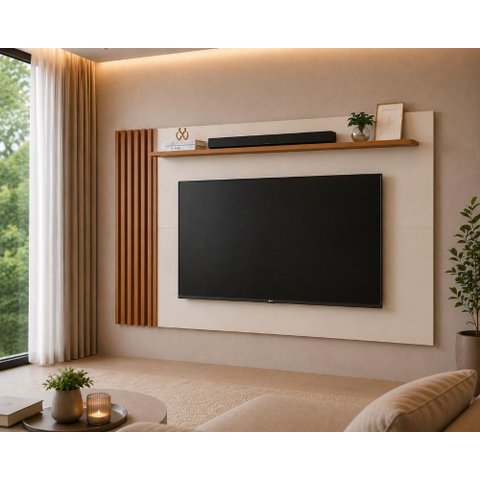 Painel Arkansas Freijó Off White para TV até 65 Polegadas