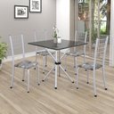 Ver imagem 1 de Conjunto de Mesa Tubular 70x70cm Tampo em Ardósia com 4 Cadeiras Dany Branco/Paraopeba/Martelado Perola/Indiano