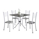 Ver imagem 2 de Conjunto de Mesa Tubular 70x70cm Tampo em Ardósia com 4 Cadeiras Dany Branco/Paraopeba/Martelado Perola/Indiano
