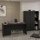 Ver imagem 2 de Conjunto de Escritório Office 3 Peças Mesa Gaveteiro Armário Hera - Via Nossa - Preto