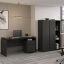 Ver imagem 1 de Conjunto de Escritório Office 3 Peças Mesa Gaveteiro Armário Hera - Via Nossa - Preto