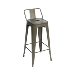 Banqueta Alta com Encosto Industrial em Aço Tolix Espresso Móveis