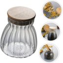 Ver imagem 1 de Pote Hermético com Frisos Tampa Bambu 700ml Recipiente Vidro