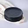 Jogo 6 Pratos Sobremesa 19cm Cerâmica Orgânico Preto Fosco P - 2