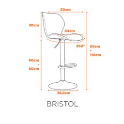 Banqueta Alta Giratória Com Encosto Couro Bristol  - 2