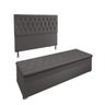Conjunto Cabeceira Casal e Recamier Baú 1,40m Madrid Suede Cinza Dal Poz Estofados - 2