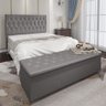 Conjunto Cabeceira Casal e Recamier Baú 1,40m Madrid Suede Cinza Dal Poz Estofados - 1