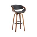 Ver imagem 1 de Banqueta Nicole Giratória Estofada com Encosto Couro Madeira Espresso Móveis