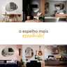 Espelho Pinterest Orgânico Decorativo Grande 64x44cm Borda em Couro 3cm - Mod. Nuvem Caramelo - 3