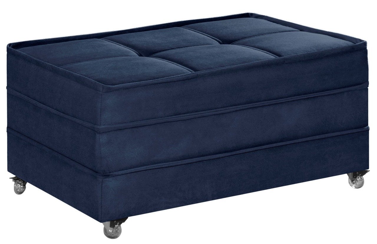 Puff Cama Solteiro Dobravel com Rodízios Lindecor Cor Azul Petróleo - 1