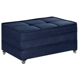 Puff Cama Solteiro Dobravel com Rodízios Lindecor Cor Azul Petróleo - 1