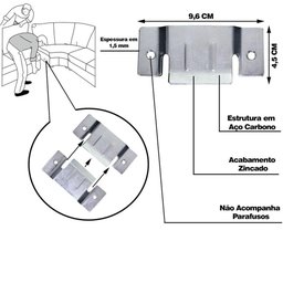 Engate Conector União para Sofá Cabeceiras e Painel de Tv 10 Pares - 3