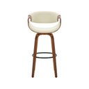 Ver imagem 3 de Banqueta Nicole Giratória Estofada com Encosto Tecido Madeira Espresso Móveis