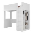 Ver imagem 2 de Cama Alta com Armário 4 Nichos 2 Portas 2 Prateleiras Branco