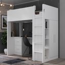 Ver imagem 1 de Cama com Armário 2 Portas e 4 Nichos 1 Mesa Escritório com 2 Gavetas Branco