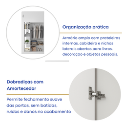 Cama com Armário 2 Portas e 4 Nichos 1 Mesa Escritório com 2 Gavetas - 4